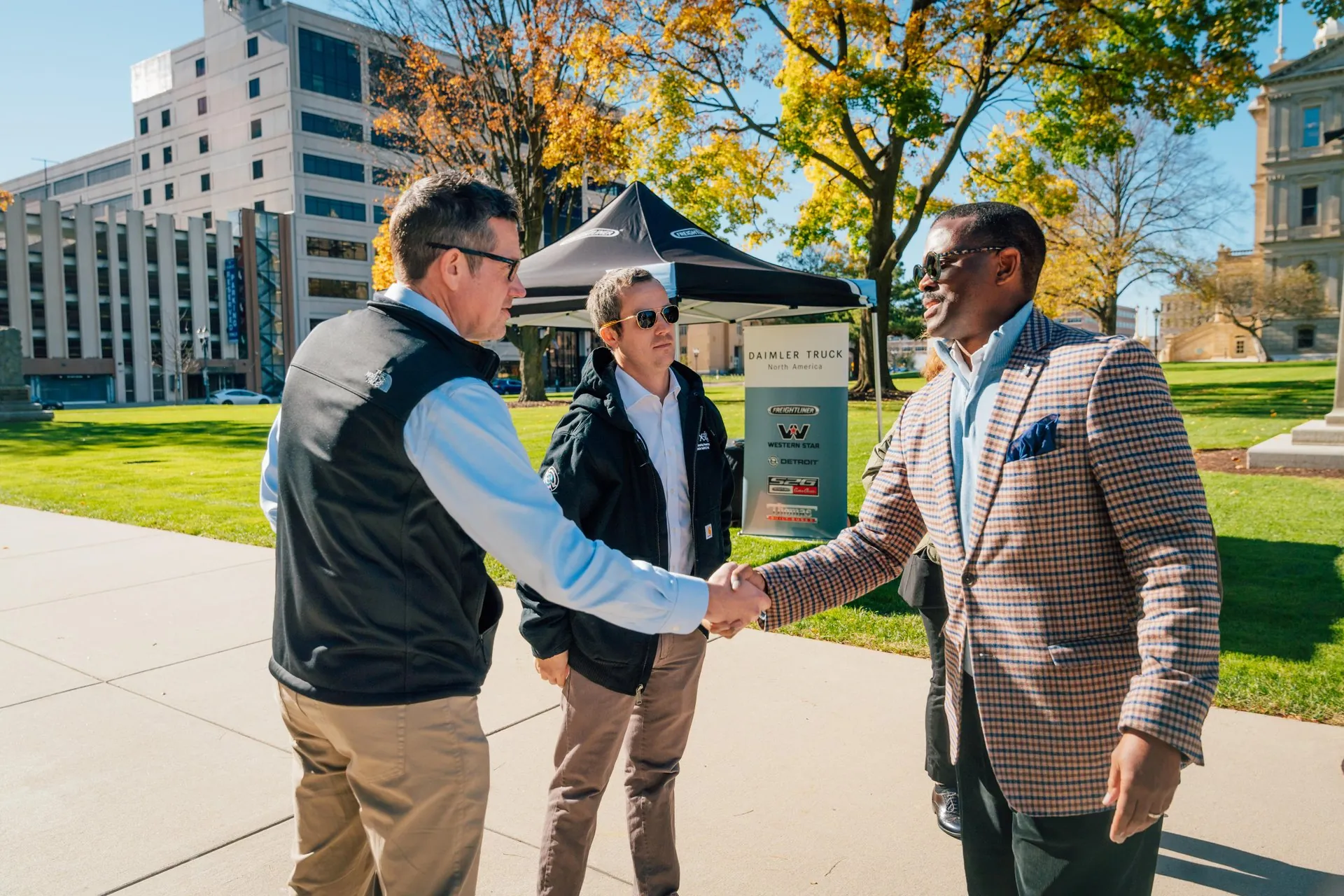 shaking hands with MEDC CEO Quentin Messer Jr.