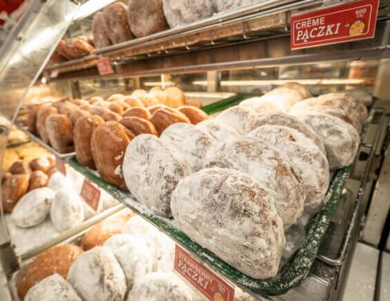 The Paczki desserts -- a powdered donut treat -- from New Palace Bakery.