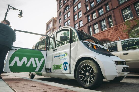 Electric mobility shuttle in Grand Rapids.