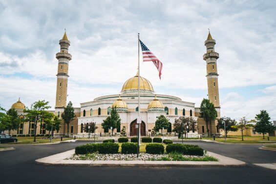 Outside the Islamic Center of America mosque.